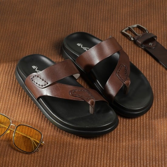 Men Brown Casual Slippers