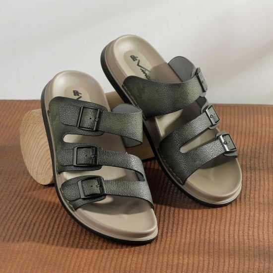 Men Olive Casual Slippers