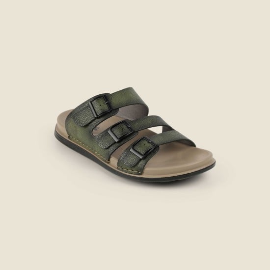 Men Olive Casual Slippers