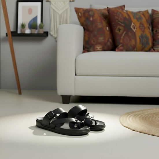 Men Black Casual Slippers