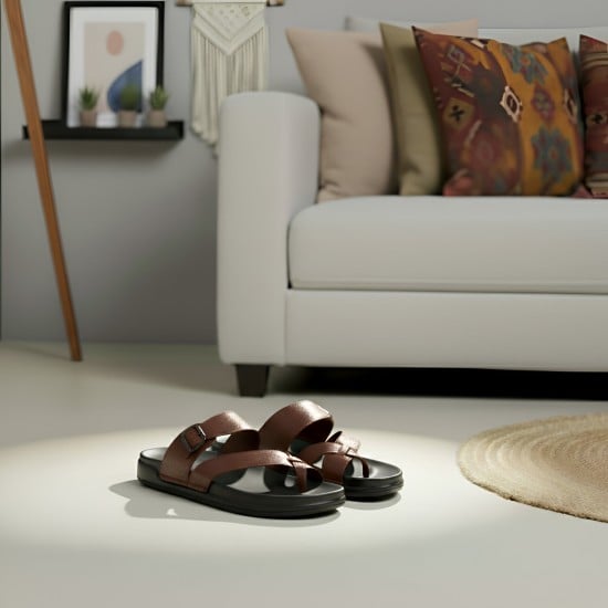 Men Brown Casual Slippers