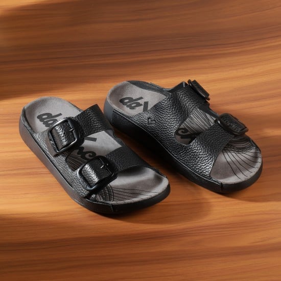 Men Black-grey Casual Slippers