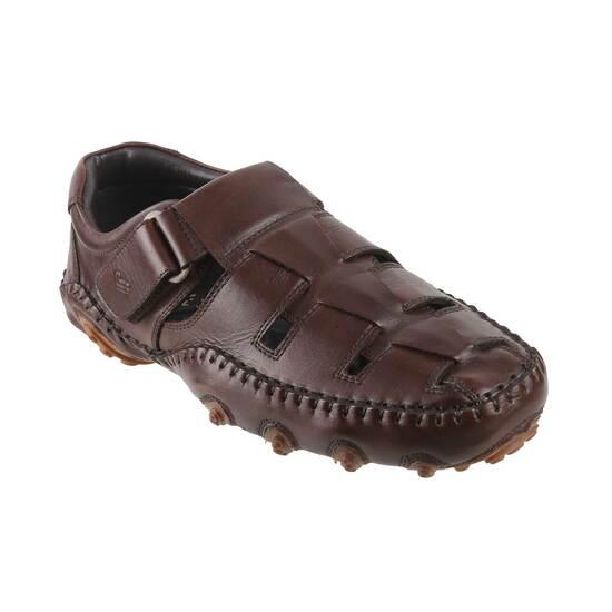 Black Casual Wear Men Leather Sandal With Low Heel And Round Shape Toe  Gender: Male at Best Price in Sultanpur | Chahat Footwear