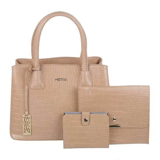 Women Beige Satchel Bag