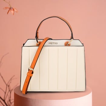 Metro Women Beige Satchel Bag(SKU: 66-350-20-10)