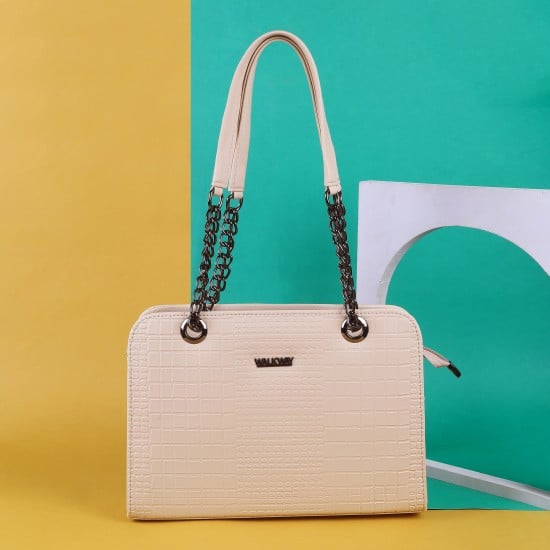 Women Beige Satchel Bag