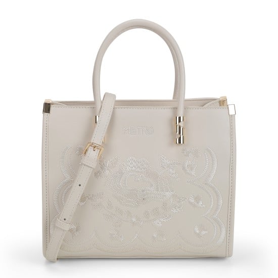 Women Off-white Satchel Bag