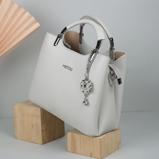 Women Gun-metal Satchel Bag