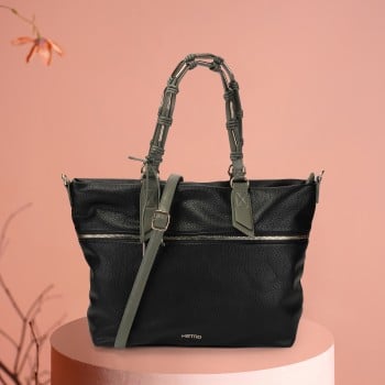 Metro Women Black Satchel Bag(SKU: 66-641-11-10)
