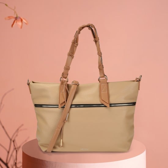 Women Beige Satchel Bag
