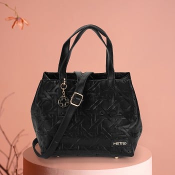 Metro Women Black Satchel Bag(SKU: 66-653-11-10)