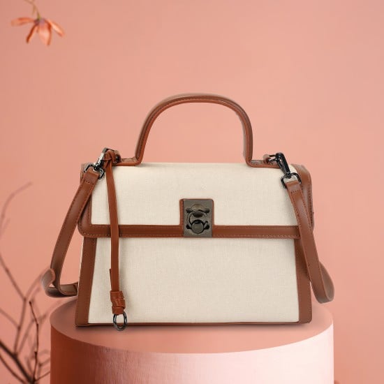 Women Beige Satchel Bag