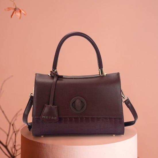 Women Maroon Satchel Bag