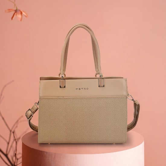 Women Beige Satchel Bag