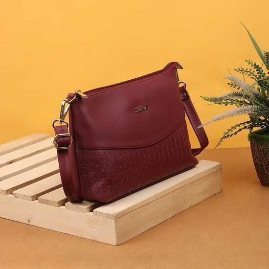 Women Maroon Sling Bag