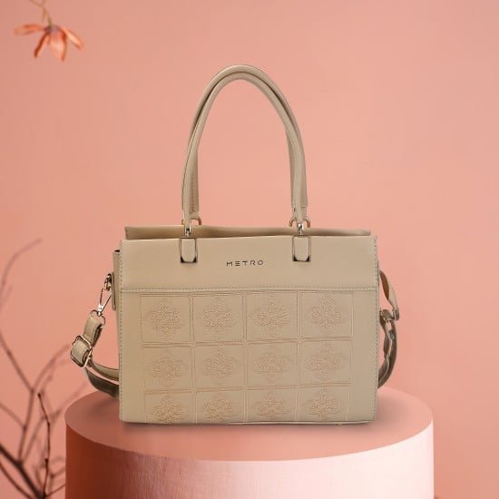 Women Beige Satchel Bag