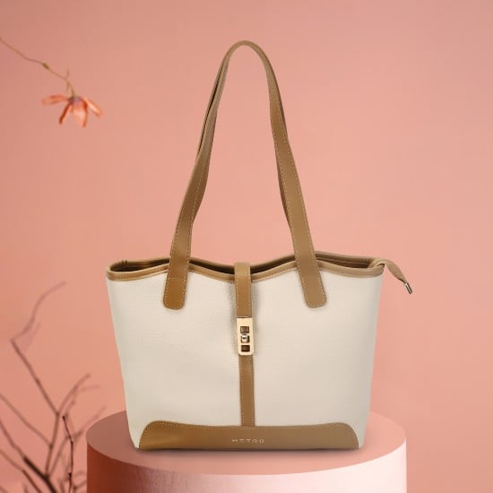 Women Off-white Tote Bag