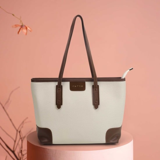 Women Off-white Tote Bag
