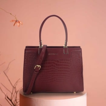 Metro Women Maroon Satchel Bag(SKU: 66-732-44-10)