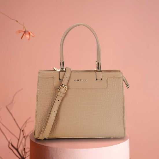 Women Beige Satchel Bag