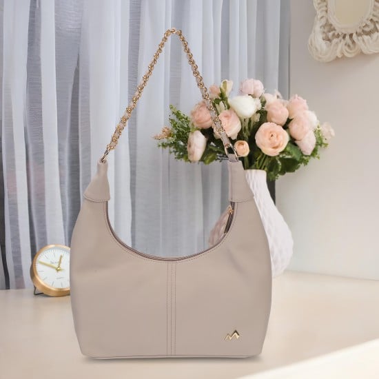 Women Beige Hobo Bag