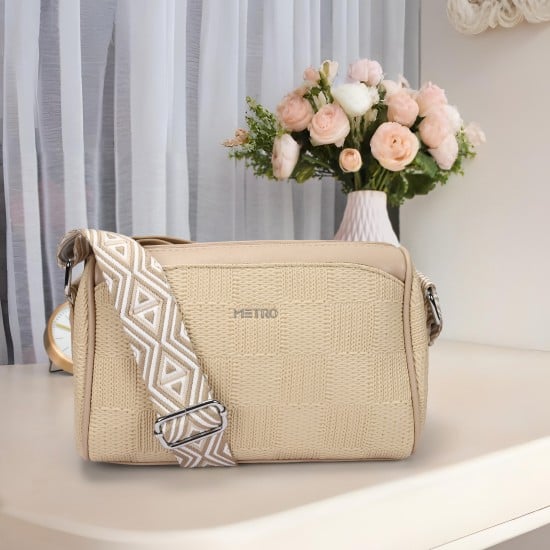 Women Beige Sling Bag
