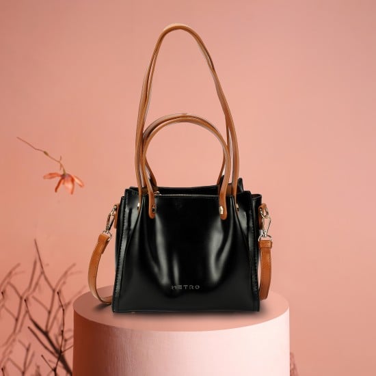 Women Black Satchel Bag