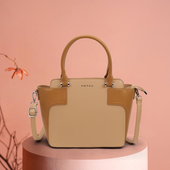 Women Beige Satchel