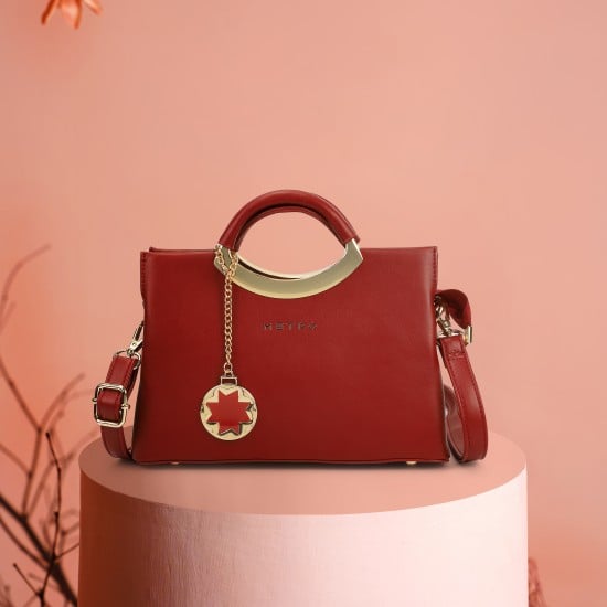 Women Maroon Satchel Bag