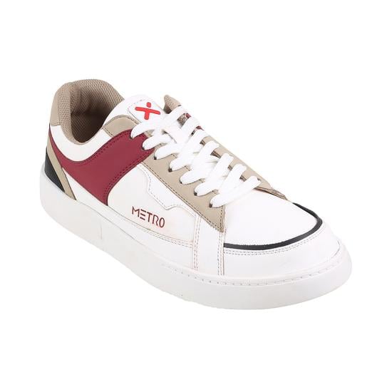 Men White-Red Casual Sneakers