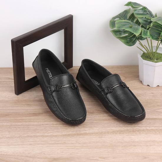 Men Black Casual Slip-Ons