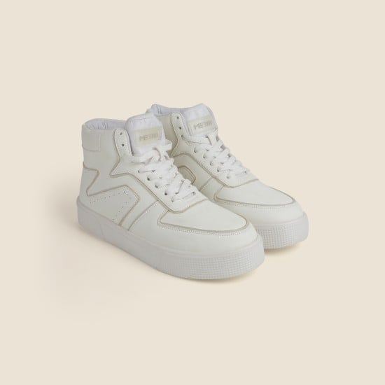 Men White Casual Boots