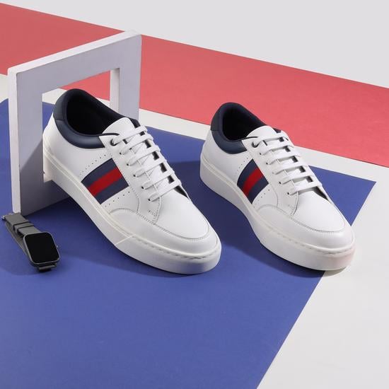 Men White-Blue Casual Sneakers