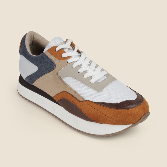 Men Tan Sports Walking Shoes