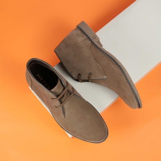 Men Beige-suede Casual Boots