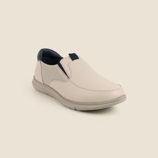 Men Beige Casual Slip Ons