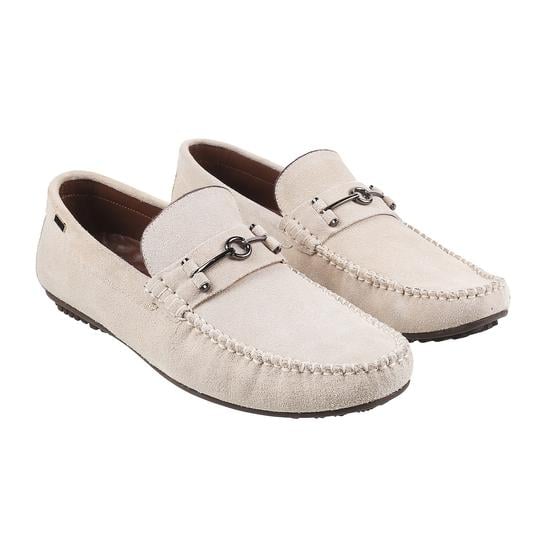 Men Beige-suede Casual Loafers