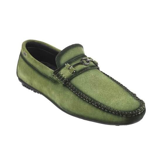 Men Green-suede Casual Loafers