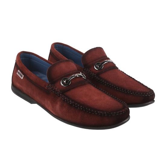 Men Maroon-suede Casual Loafers