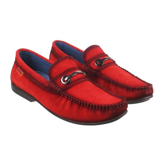 Men Red-suede Casual Loafers