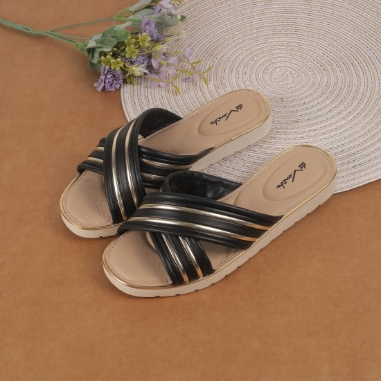 Women Black Casual Slip Ons