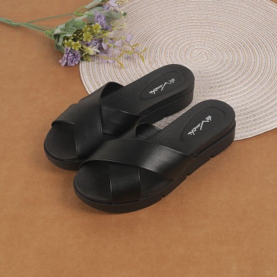 Women Black Casual Slip Ons