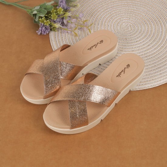 Women Gold Casual Slip Ons