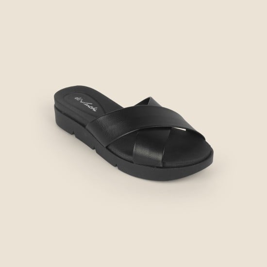 Women Black Casual Slip Ons