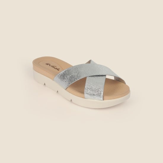 Women Silver Casual Slip Ons