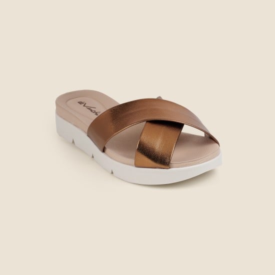 Women Bronze Casual Slip Ons