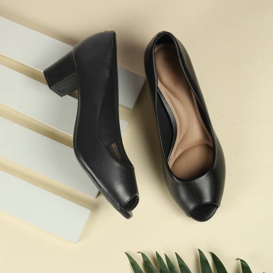 Women Black Formal Peep Toes