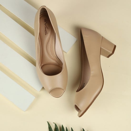 Women Beige Formal Peep Toes