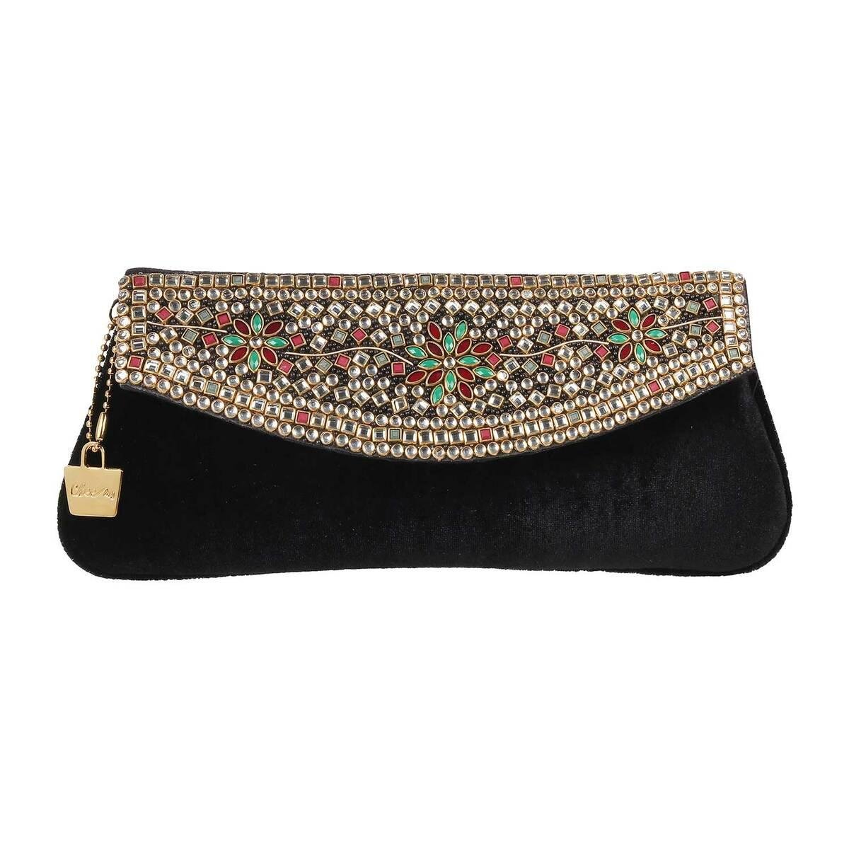 IXEBELLA Satin Evening Bag for Women Clutch Purse Embellished Crystals  Buckle (Black): Handbags: Amazon.com
