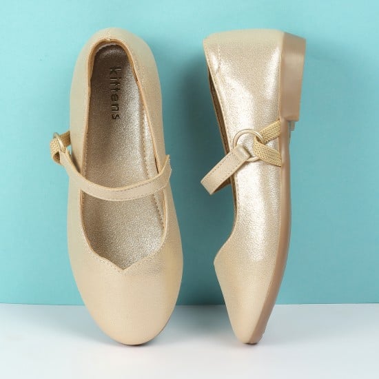Girls Gold Casual Ballerinas